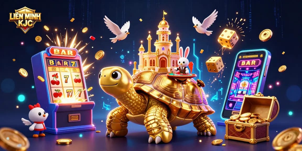 Experience thrilling gameplay at LIÊN MINH KJC with a vibrant scene featuring gaming excitement and rewards.