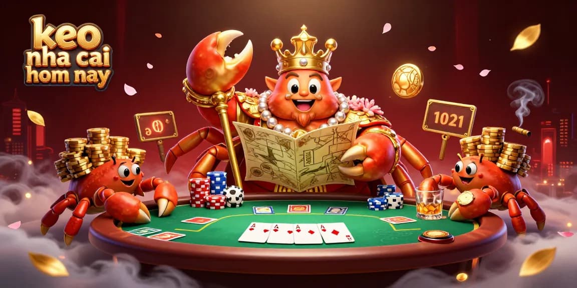 Engage in keo nha cai hom nay with the golden crab emperor amidst vibrant casino elements.