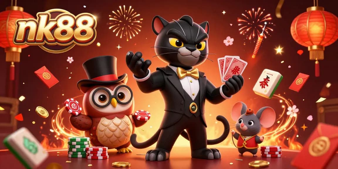 Join the exciting world of nk88 casino gaming with vibrant characters celebrating wins in style.