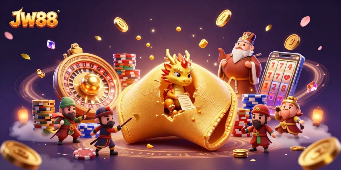 Experience thrilling gameplay at JW88 with golden fortune elements and festive decorations.