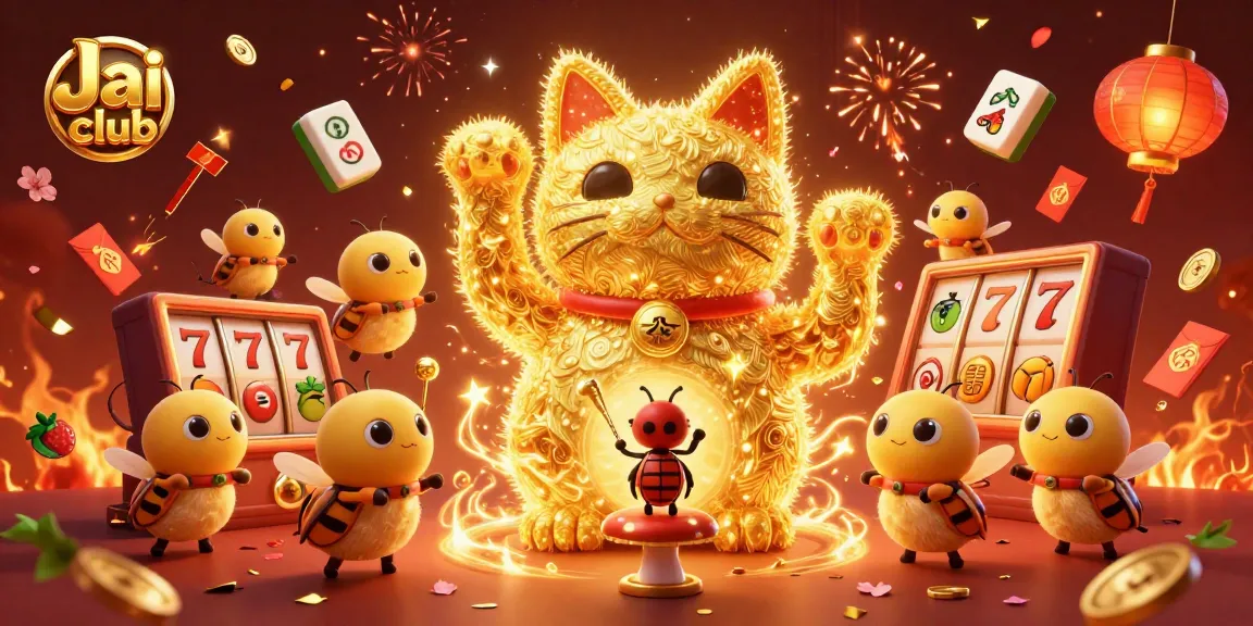 Experience the excitement of Jai club with vibrant casino symbols and enchanting characters.