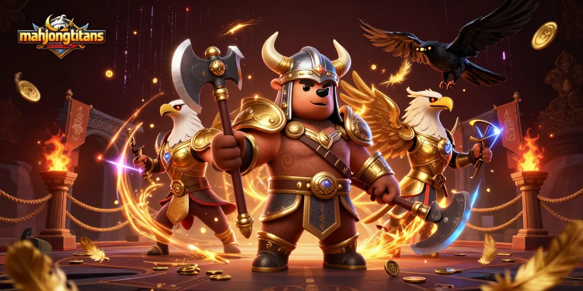 Engage in mahjongtitans with a dynamic and festive casino-themed scene featuring legendary characters.