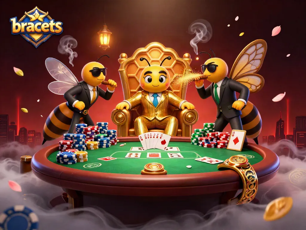 Engage with stylish bracelets at a lively poker scene with vibrant characters and casino elements