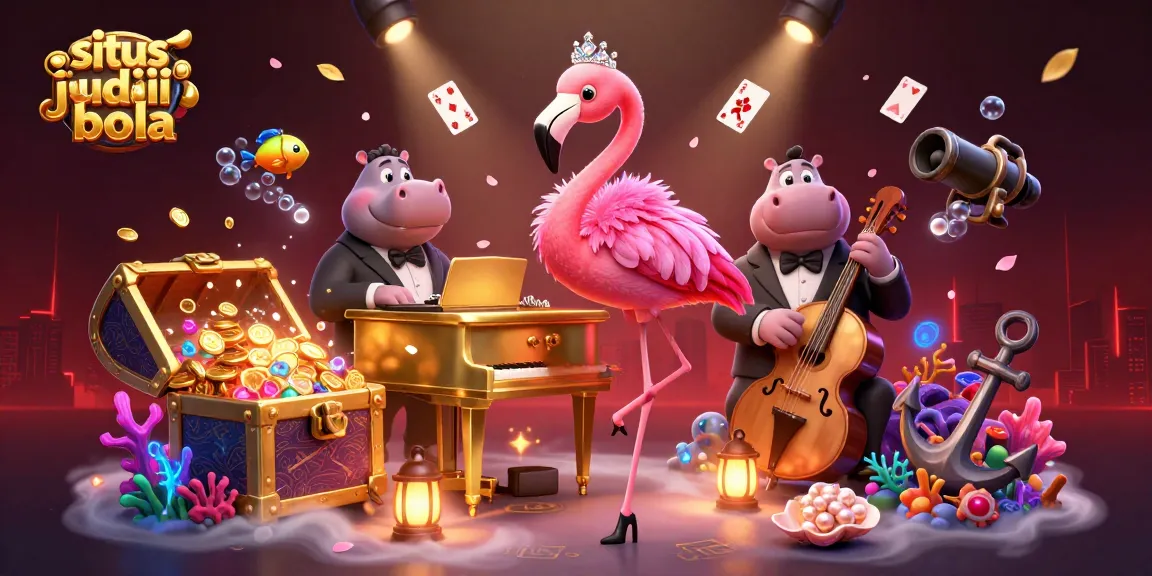 Experience situs judi bola action with vibrant characters and casino elements in a lively atmosphere.
