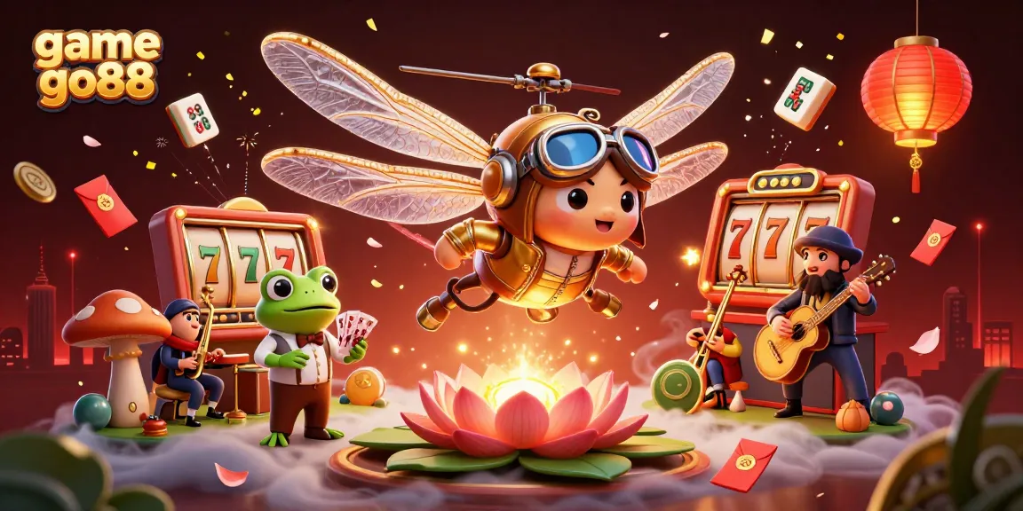 Spot exciting game go88 actions at a lively lily pad casino featuring dynamic characters and engaging elements.