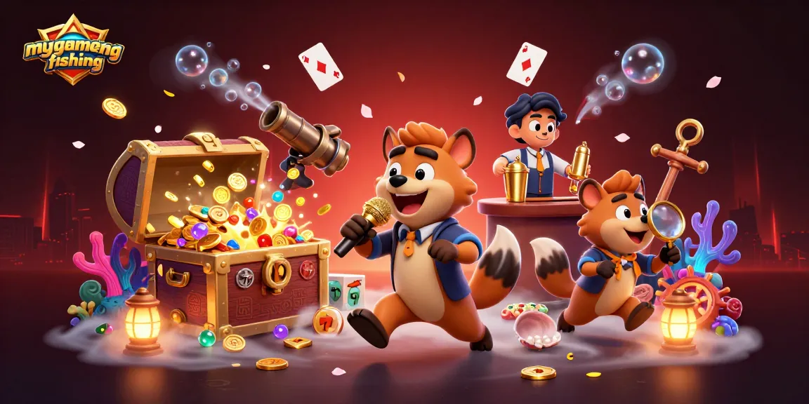 Engage in mygamefishing with a lively casino scene featuring hyenas and treasure from a fish shooting game.