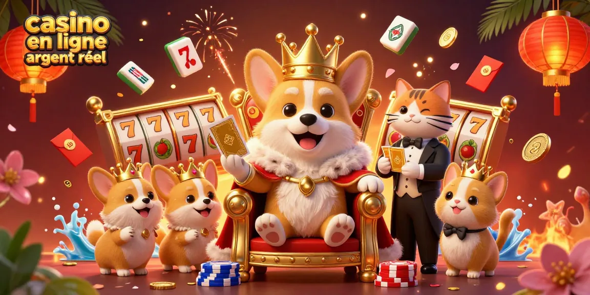 Vivez l'excitation du casino en ligne argent réel avec un corgi royal et un majordome félin.
