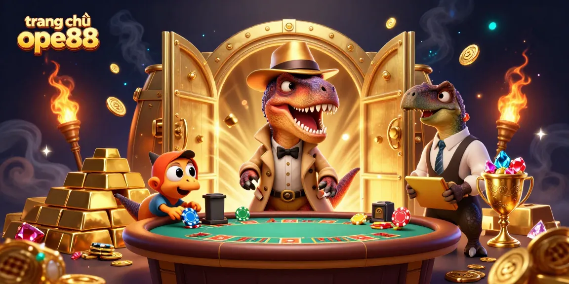 Experience thrilling gaming at trang chủ ope88 as a velociraptor attempts to win big at the blackjack table.