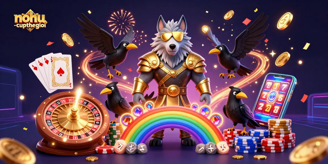 Experience thrilling gameplay with nohu-cupthegioi, featuring Odin and his ravens in an exciting casino scene.