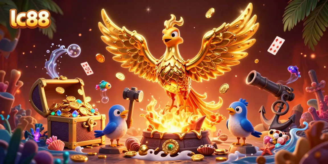 Engage with lc88's thrilling golden phoenix, symbolizing prosperity in online gambling.