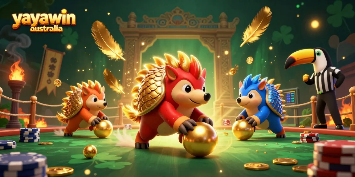 Win with yayawin australia by rolling golden balls through poker chips in a vibrant 3D casino scene.