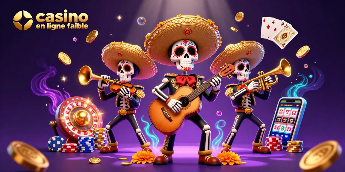 Vivez l'expérience du casino en ligne fiable avec une illustration animée du Mardi Gras des Morts.