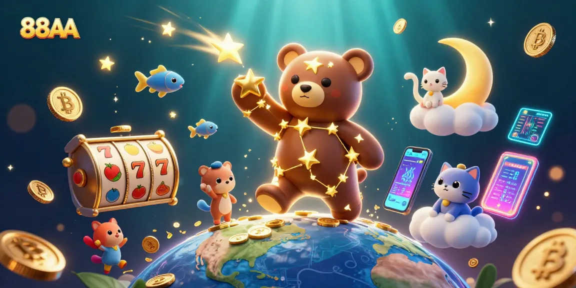 Win big with 88AA casino gaming, featuring vibrant slots and shiny gold coins.