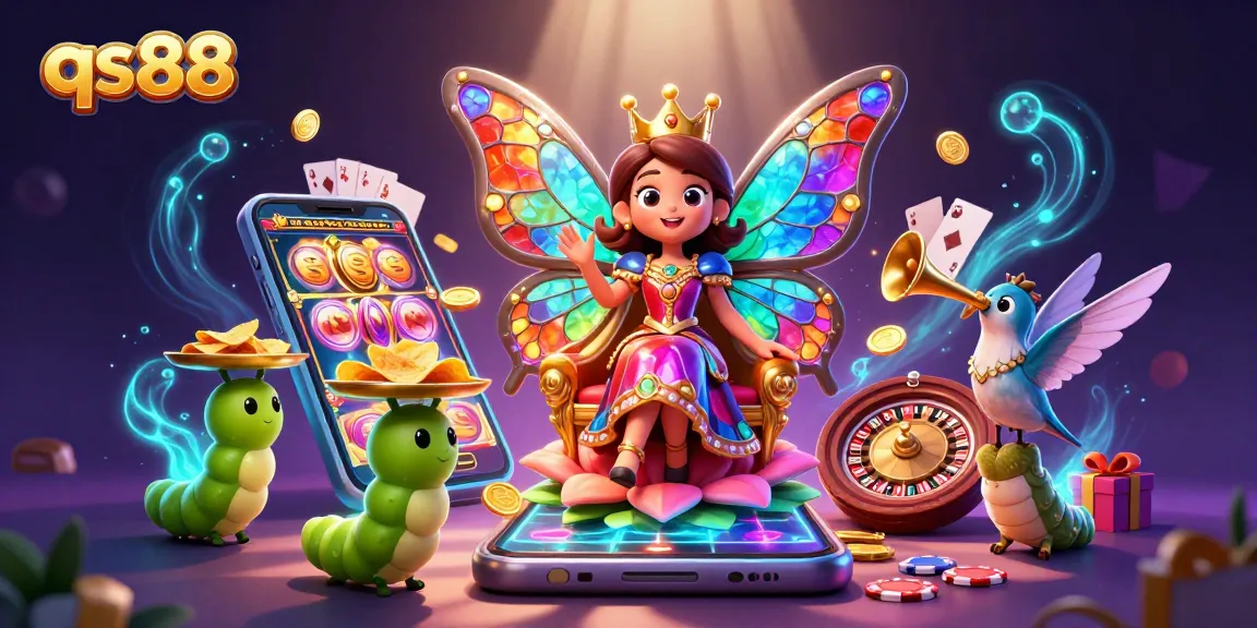 qs88 engages players with dynamic gaming experiences featuring a butterfly queen and rich casino elements.