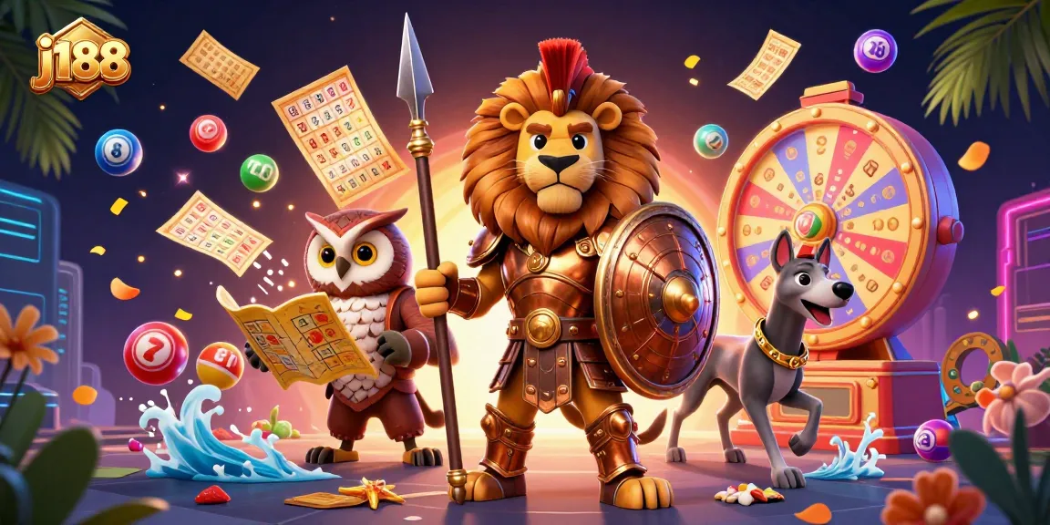 Engage in exciting j188 lottery action with vibrant balls and animated characters.
