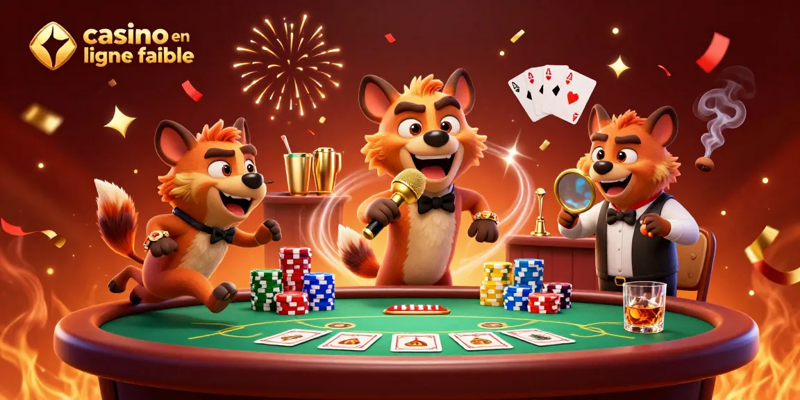 Profitez d'une scène animée dans un casino en ligne fiable avec des hyènes et des éléments de jeu captivants.