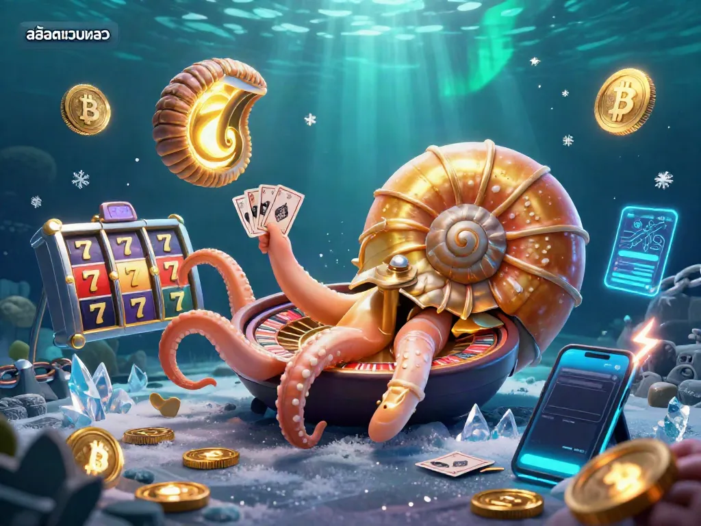 Engage with สล็อตเว็บตรง slot games featuring a giant nautilus roulette wheel surrounded by vibrant crypto elements.