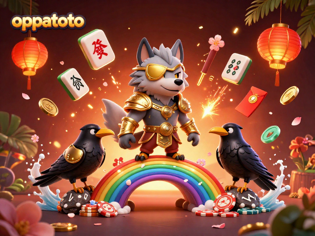 Play thrilling 4D games at oppatoto with Odin and ravens surrounded by casino chips.