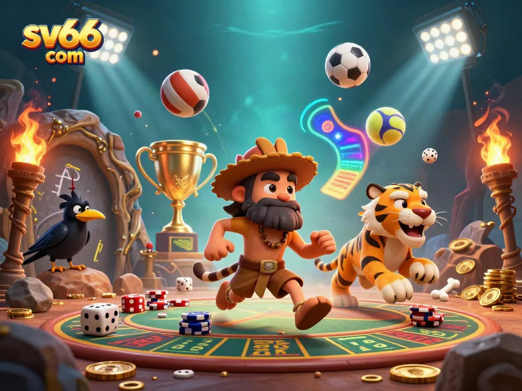 Engage in exciting gameplay at sv66 com with vibrant characters in a dynamic casino scene.