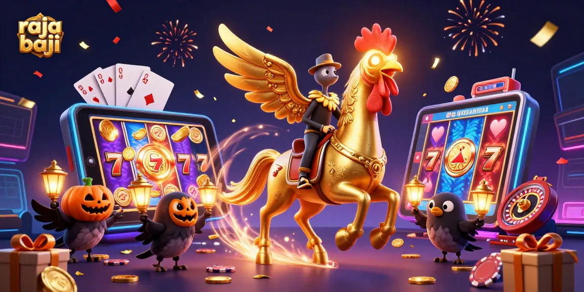 Experience raja baji in a vibrant casino scene with golden rooster characters and exciting game elements.