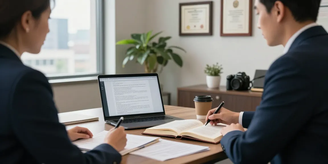 Experienced lawyer providing resources and guidance in a legal consultation setting.