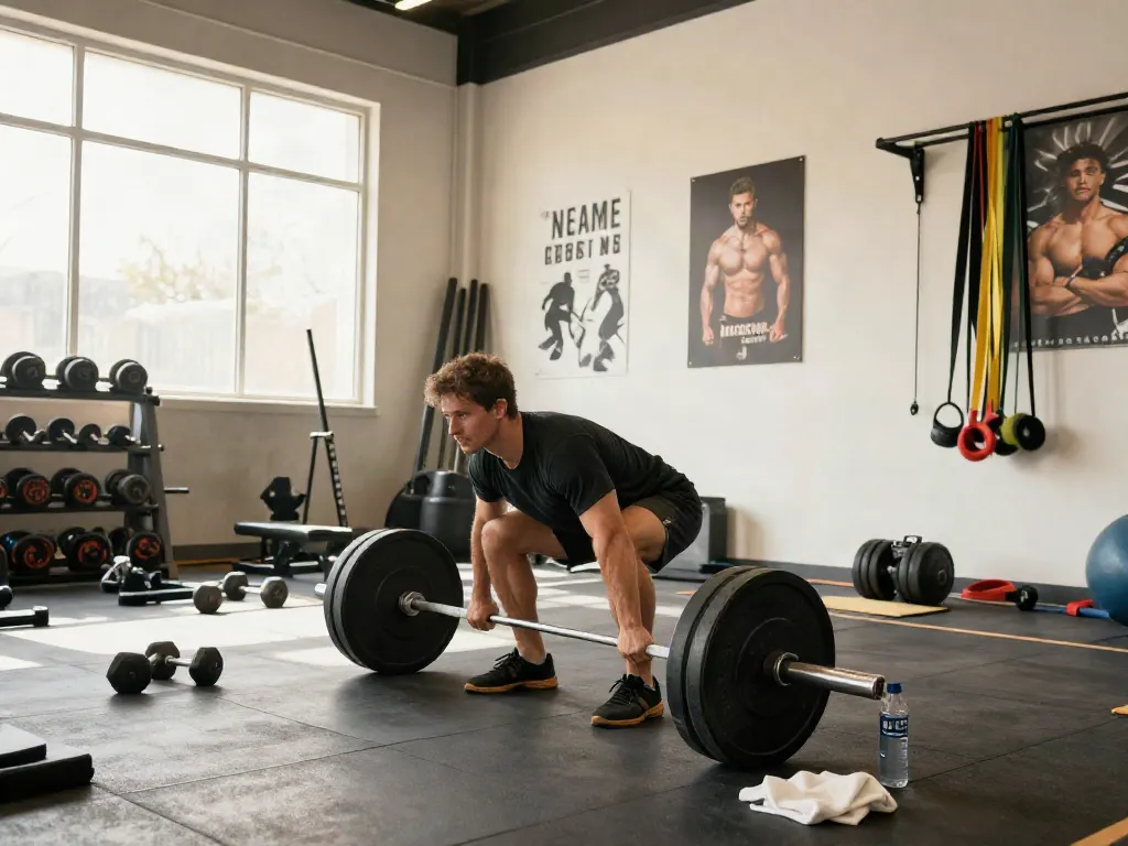 An athlete demonstrating strength training techniques with anabolizzanti online in a modern gym environment.
