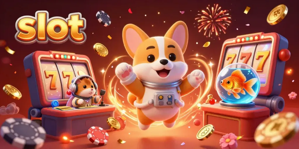Slot permainan yang menyenangkan dengan astronaut corgi dan hamster di kasino antariksa