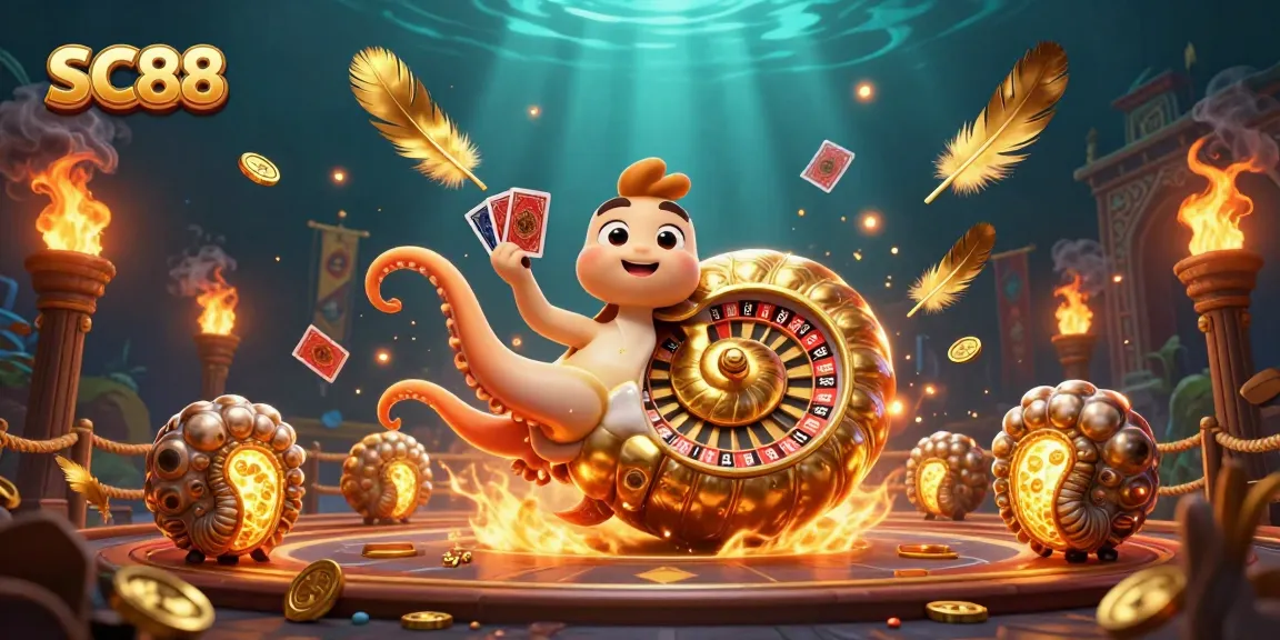 SC88 players strategizing with a 3D nautilus roulette wheel while surrounded by golden tokens and vibrant casino elements.