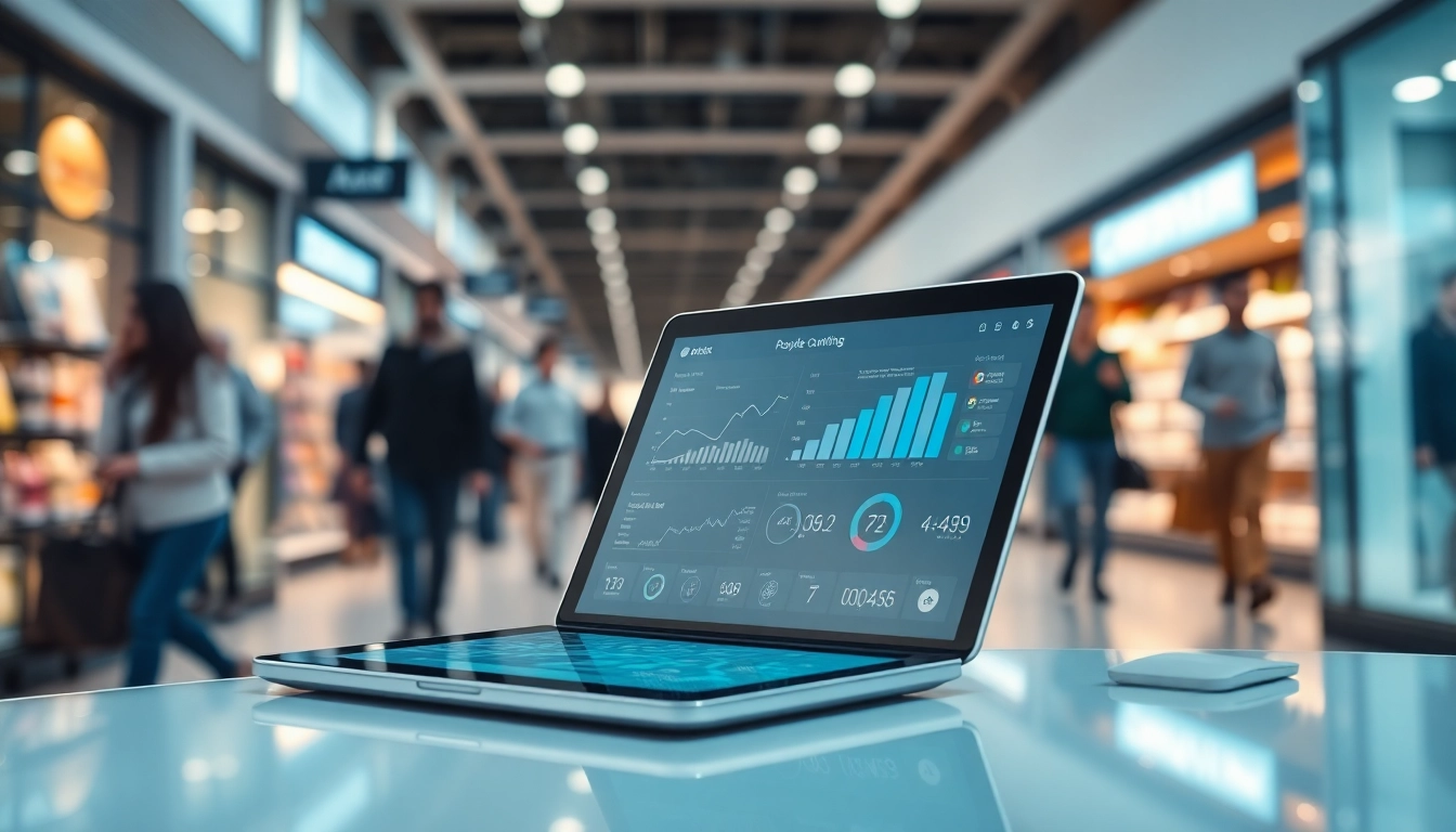 View of an interface using people counting software displaying real-time customer data in a retail setting.