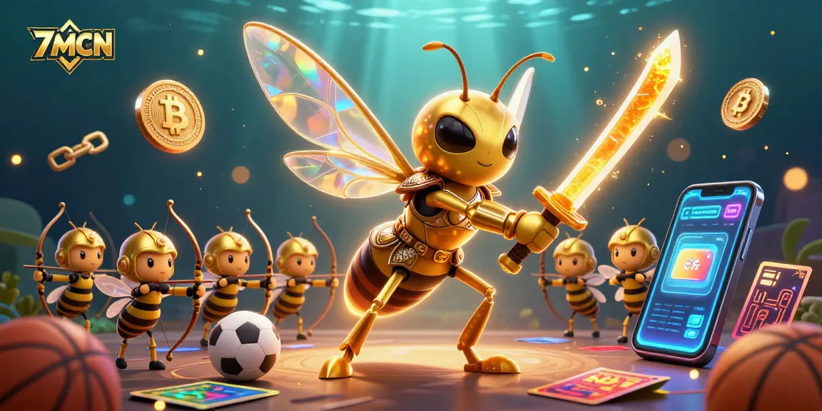 Experience the excitement of betting with 7MCN and golden hornet warriors amid crypto and sports elements.