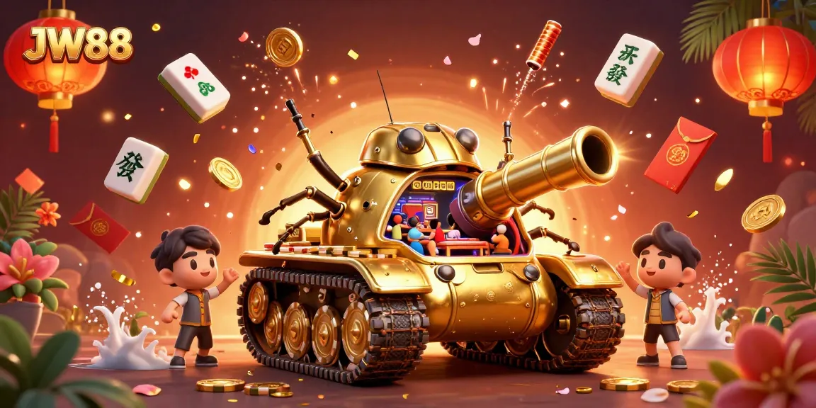 Engage in thrilling gameplay with JW88's golden casino tank, showcasing vibrant elements of fun.