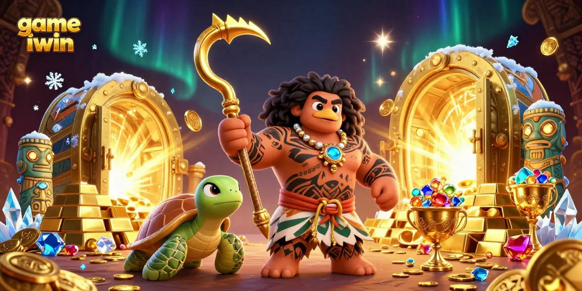 Play game iwin in a vibrant, detailed 3D illustration filled with treasures and lively characters.