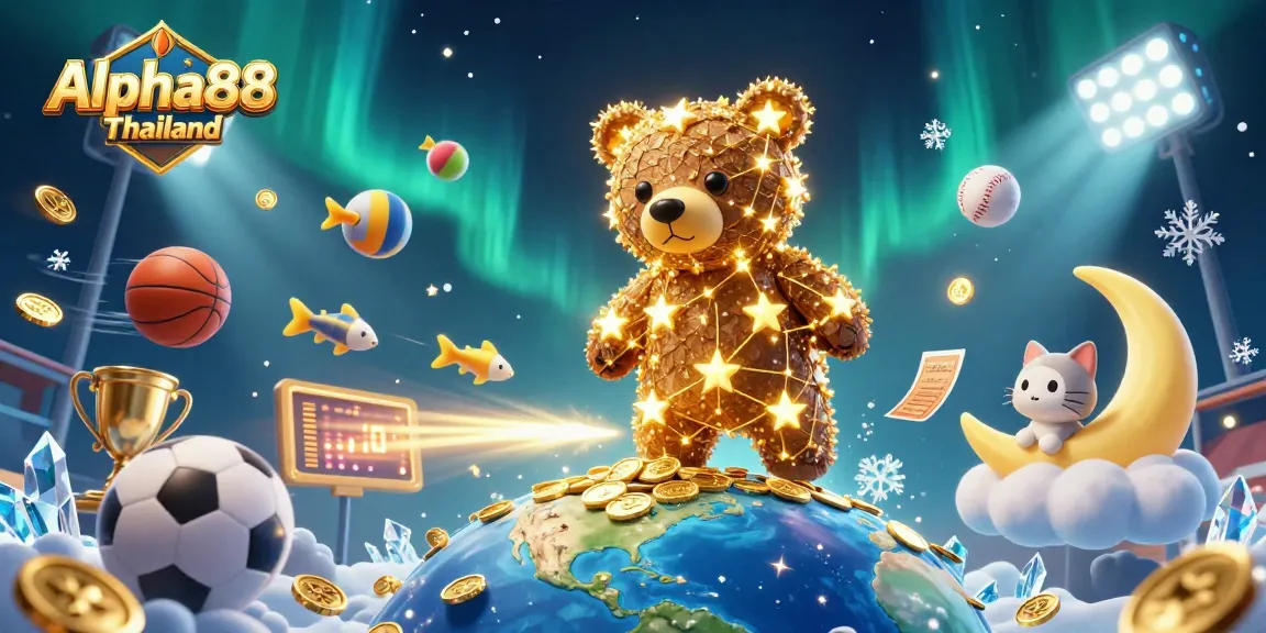 Bet on rich rewards with Alpha88 Thailand as a constellation bear and friends gather golden coins and sports elements