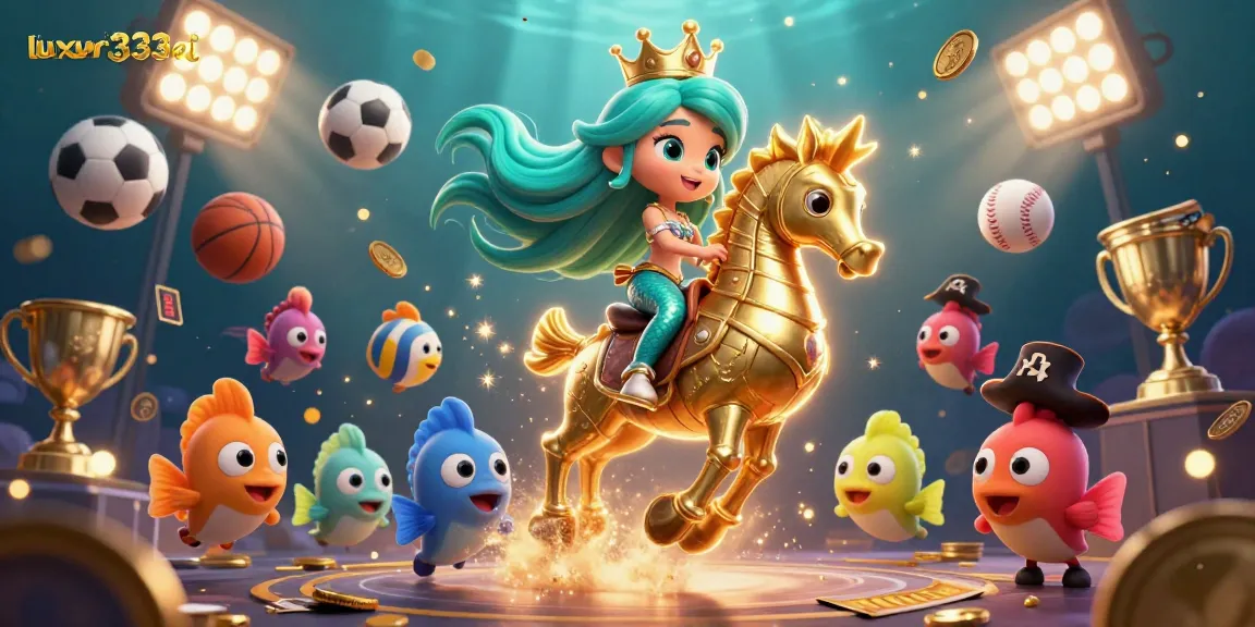 Experience exciting gaming at luxury333al with a vibrant underwater casino scene featuring a mermaid and sports elements.