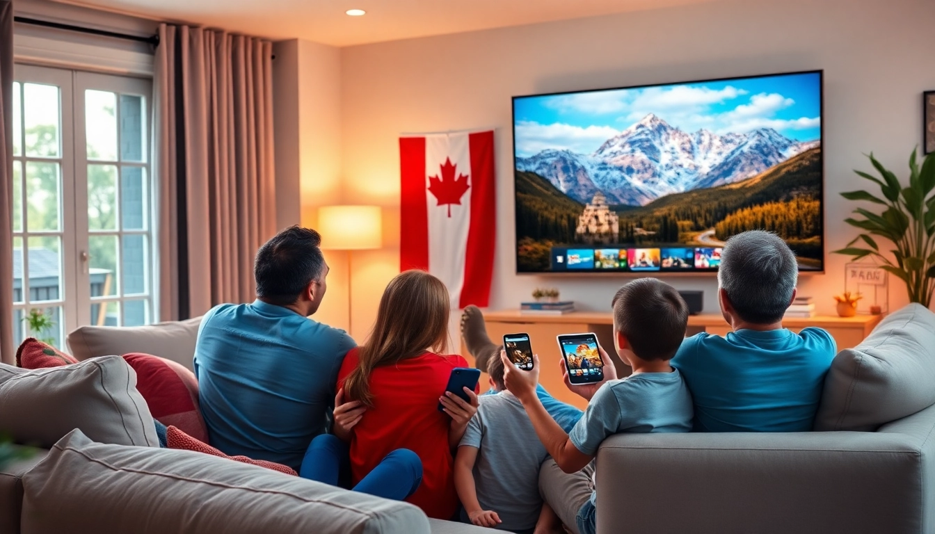 Discover the benefits of iptv Canada in a cozy living room with family watching their favorite shows.