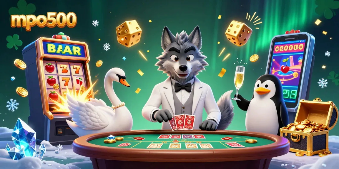 Experience the excitement of mpo500 with a lively casino scene showcasing engaging characters and vibrant game elements.