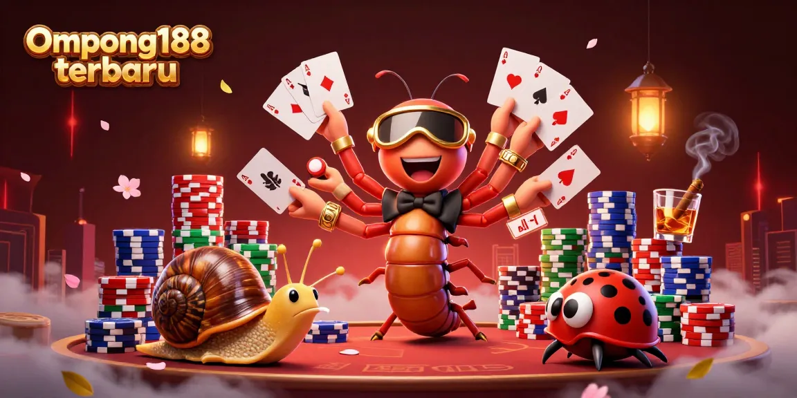 Gambarkan keseruan permainan poker di Ompong188 terbaru dengan dealer unik dan pemain bersemangat.