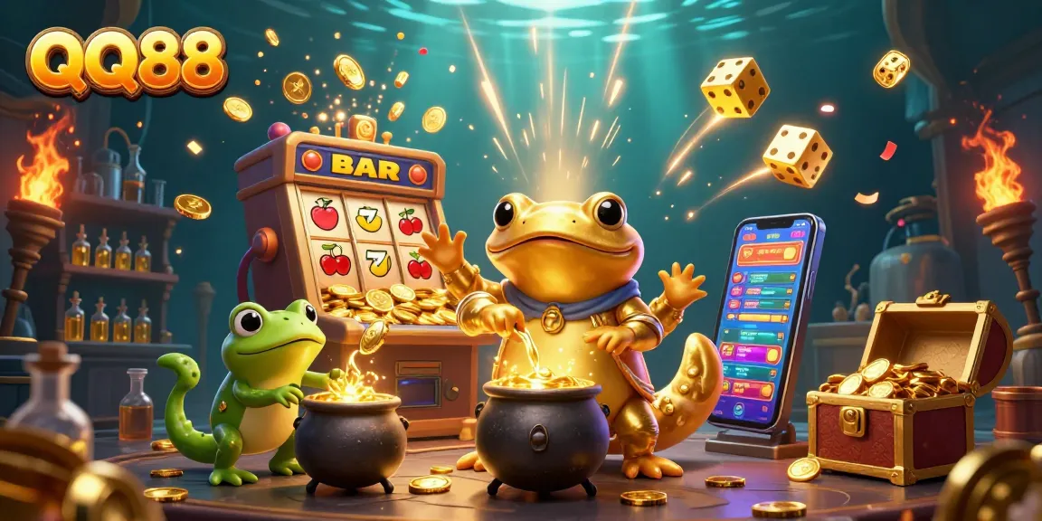 Engage in QQ88's thrilling casino adventure with a golden salamander and explosive jackpot action.