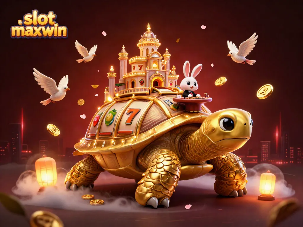 Engage with slot maxwin in a vibrant 3D scene filled with lucky symbols and dynamic casino elements.