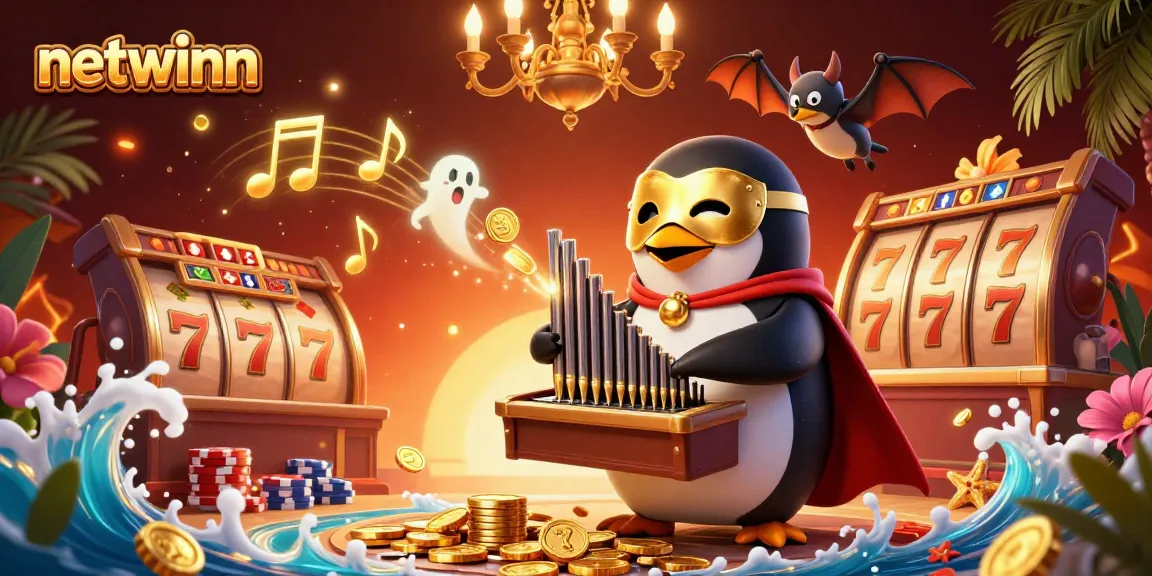 Experience the thrill of netwinn with a penguin playing rich casino sounds and winning icons!