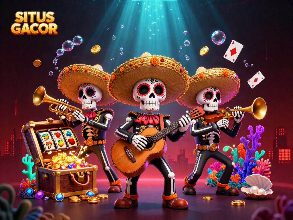SITUS GACOR showcases jackpot thrills with a vibrant Day of the Dead-themed casino scene.