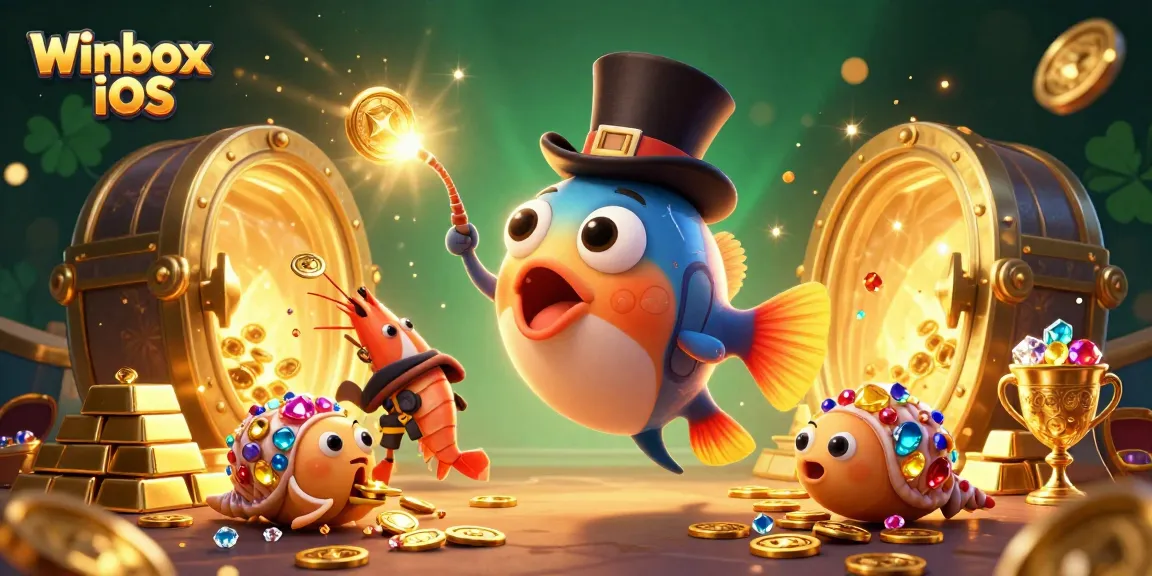 Experience the exciting world of Winbox iOS app, featuring vibrant casino characters and treasures.