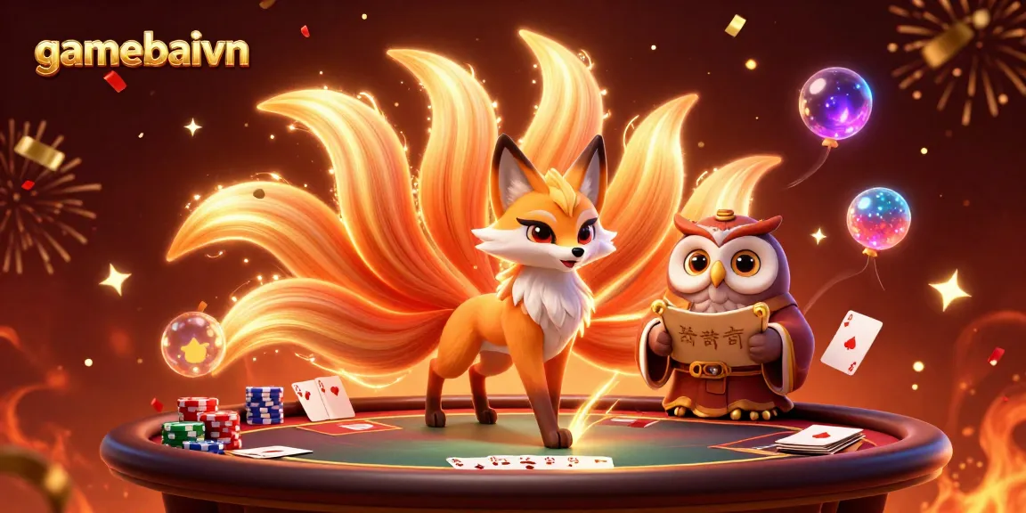 Engage in poker action with gamebaivn's vibrant scene featuring magical characters and dynamic elements.