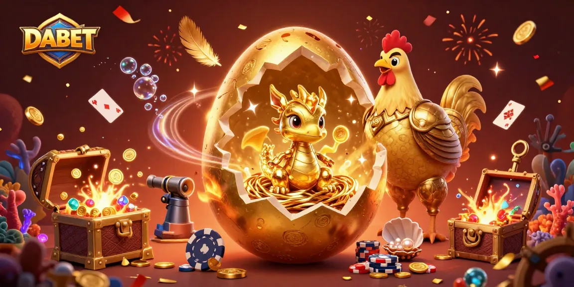 DABET brings thrilling action with a golden dragon and poker chips in a vibrant casino scene