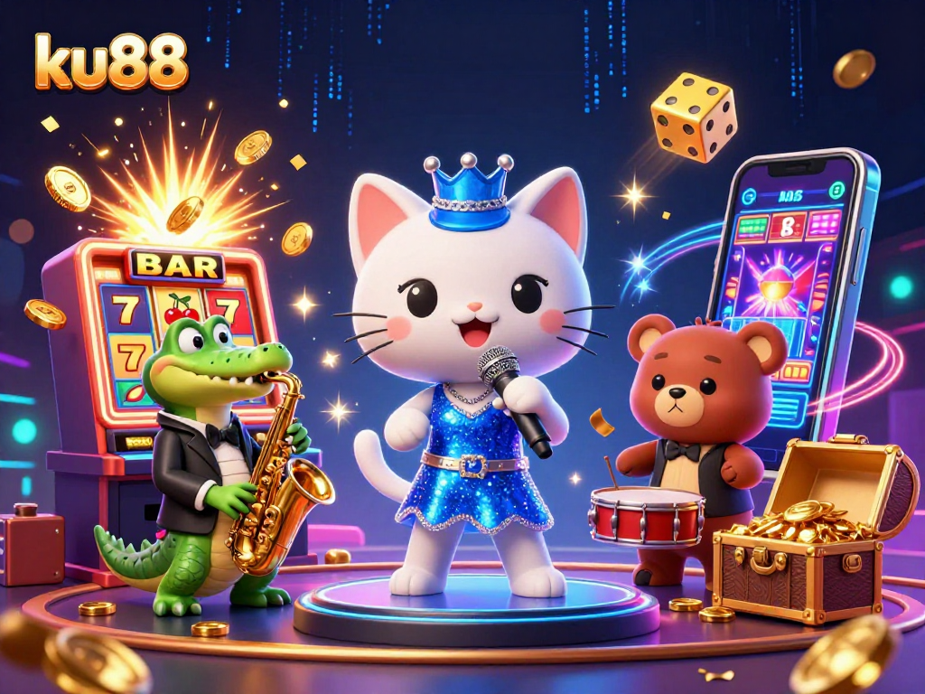 Join ku88 for thrilling casino excitement with jazz-singer cat and dazzling jackpot action!