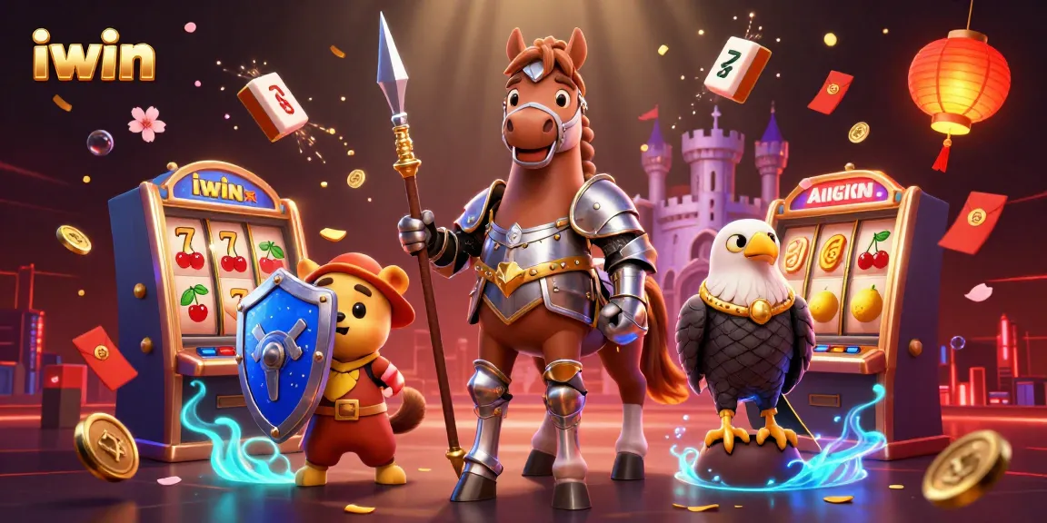 Experience excitement with iwin's 3D slot adventure featuring a medieval knight and vibrant casino elements.