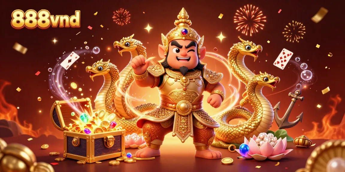 Experience excitement with the 888vnd online casino in a vibrant 3D illustration of a Thai guardian.