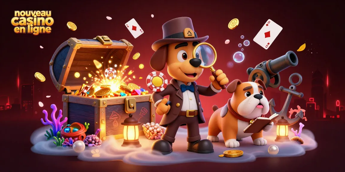 Analysez le nouveau casino en ligne grâce aux indices des détectives dans une scène de casino animée.