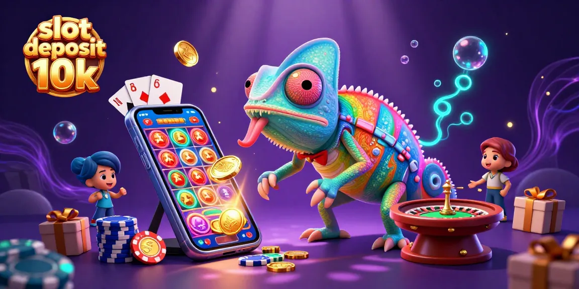 Experience thrilling games with slot deposit 10k in an exciting casino scene with colorful elements.