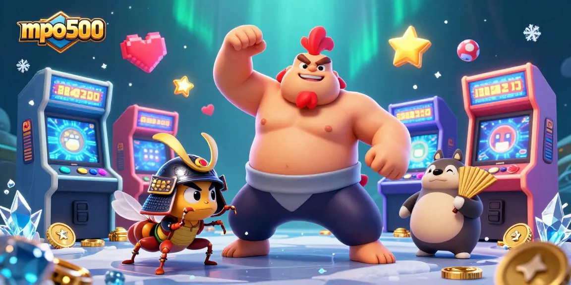 Experience engaging gaming adventures with mpo500 in this vibrant 3D illustration filled with action and excitement.